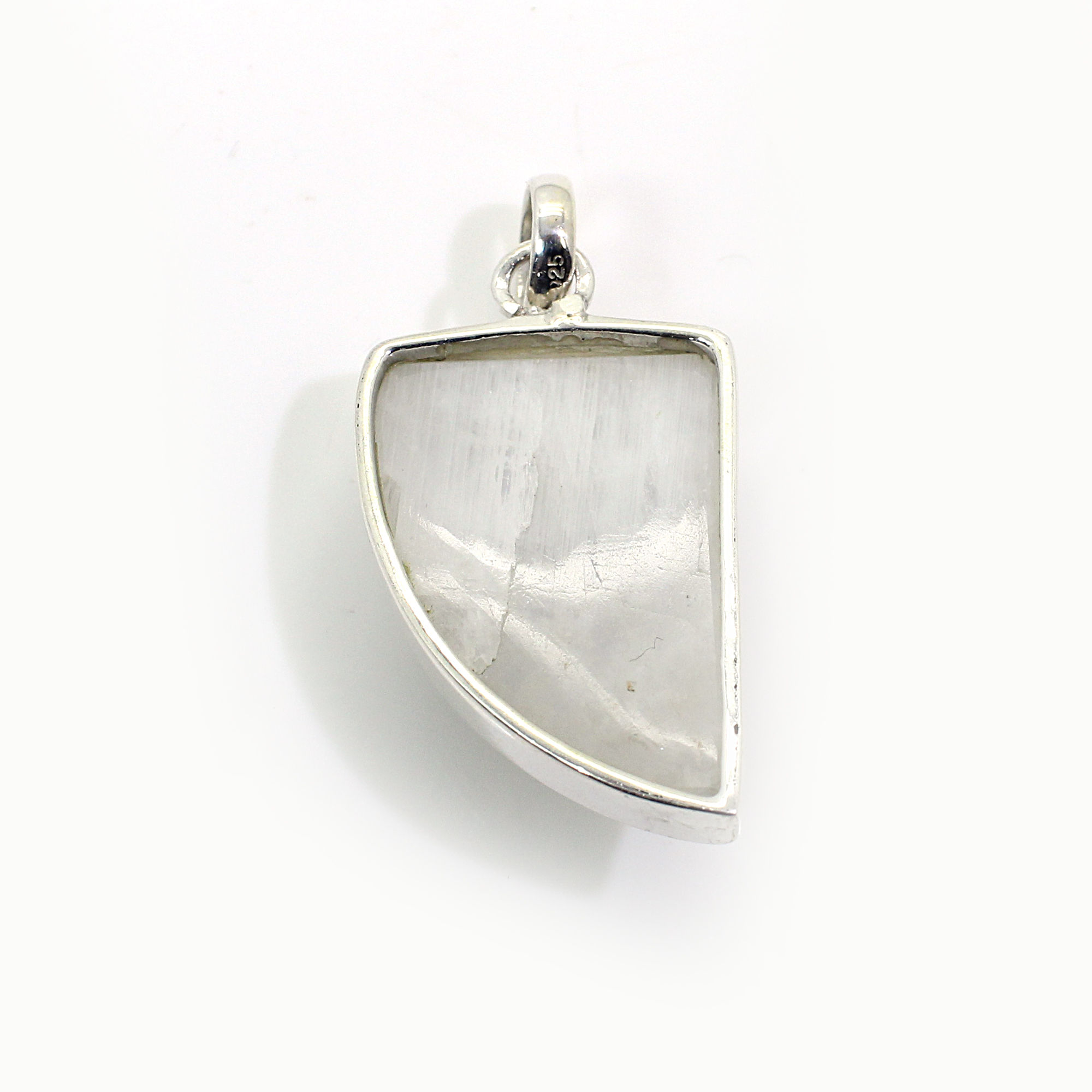 Natural Fancy Rainbow Moonstone Silver Pendant