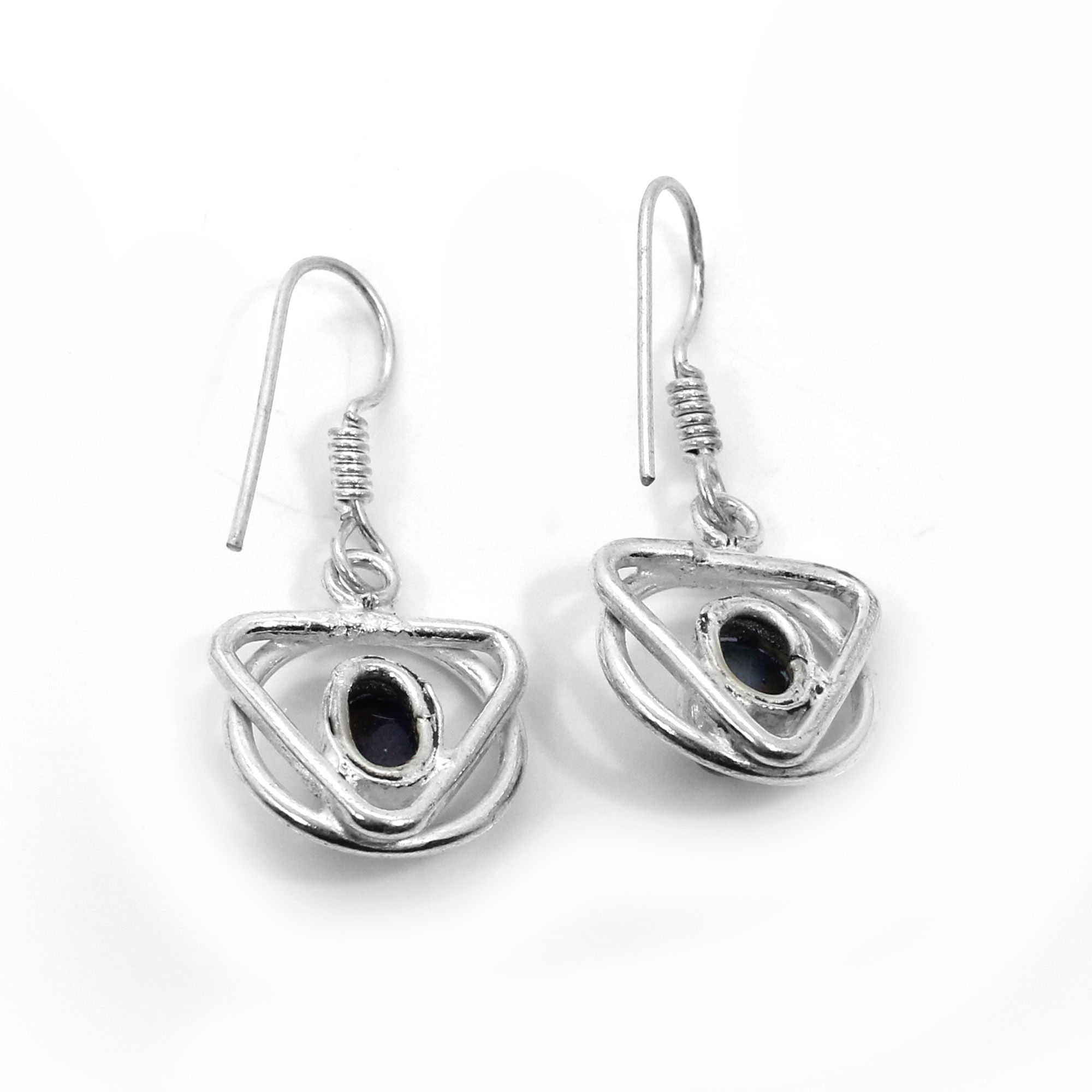 Natural Labradorite Designer Silver Dangle Earrings