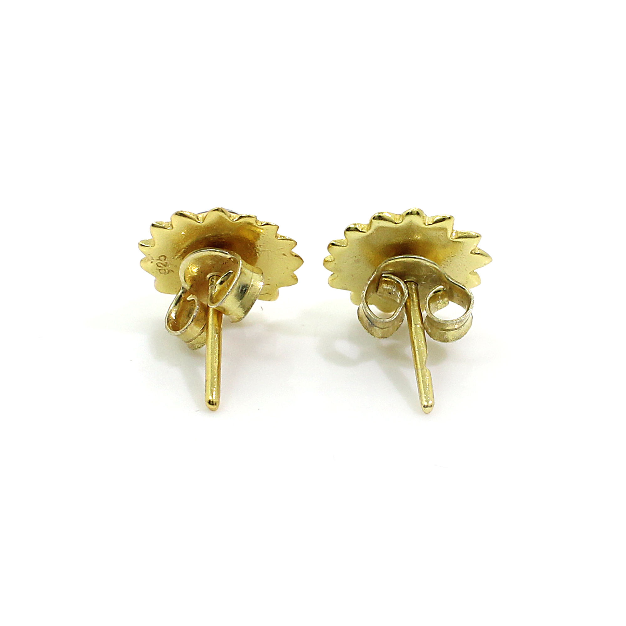 Natural Labradorite Sterling Silver Gold Plated Stud Earrings