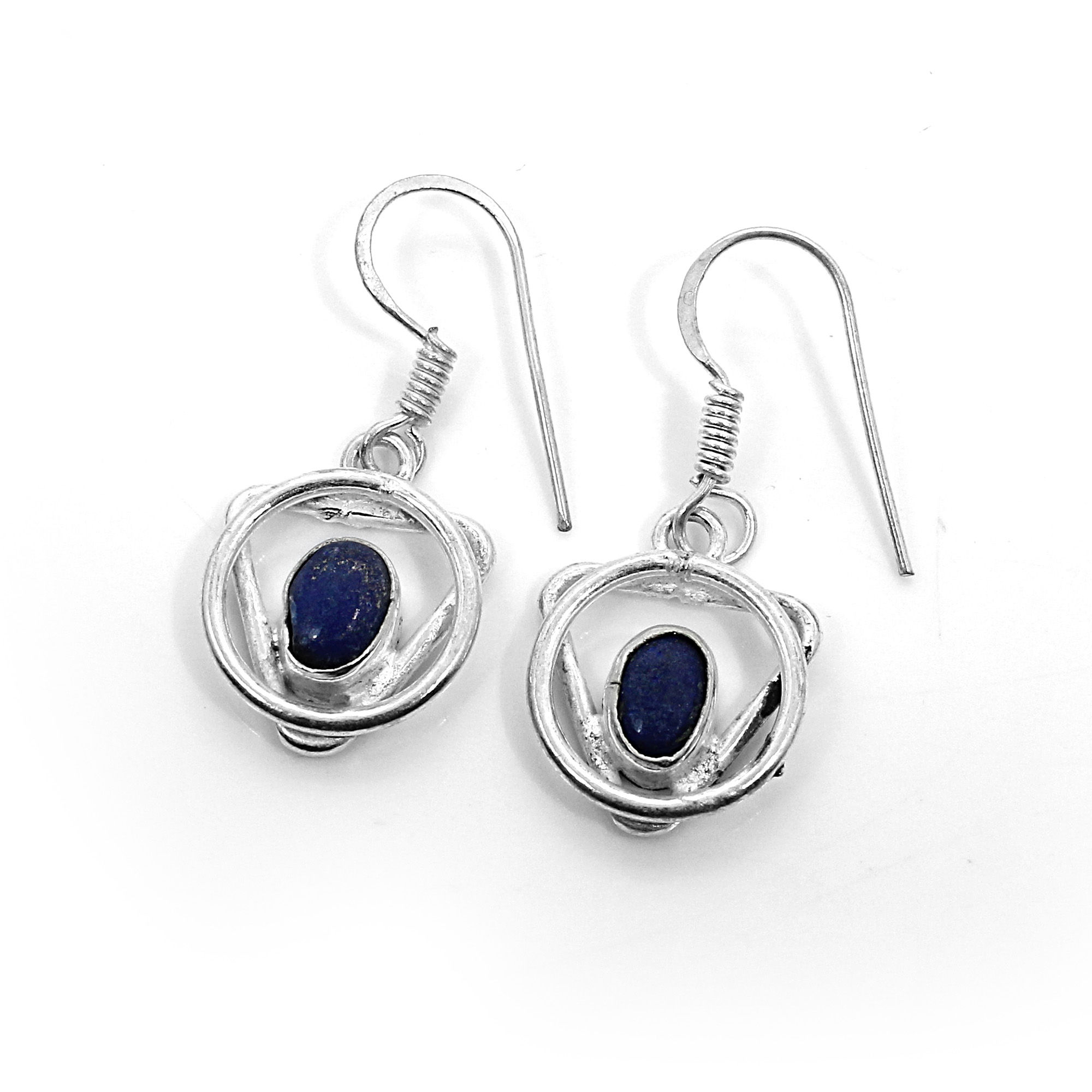 Natural Lapis Lazuli Designer Silver Dangle Earrings