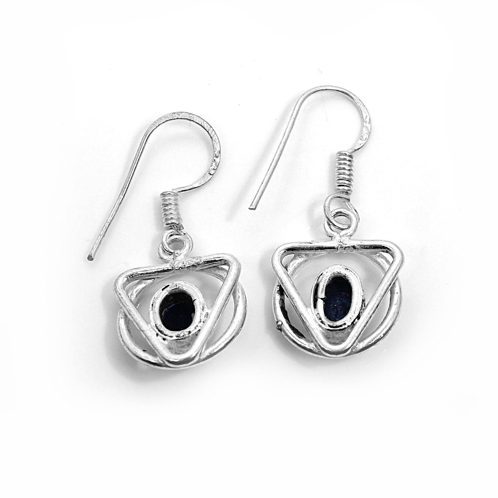 Natural Lapis Lazuli Designer Silver Dangle Earrings