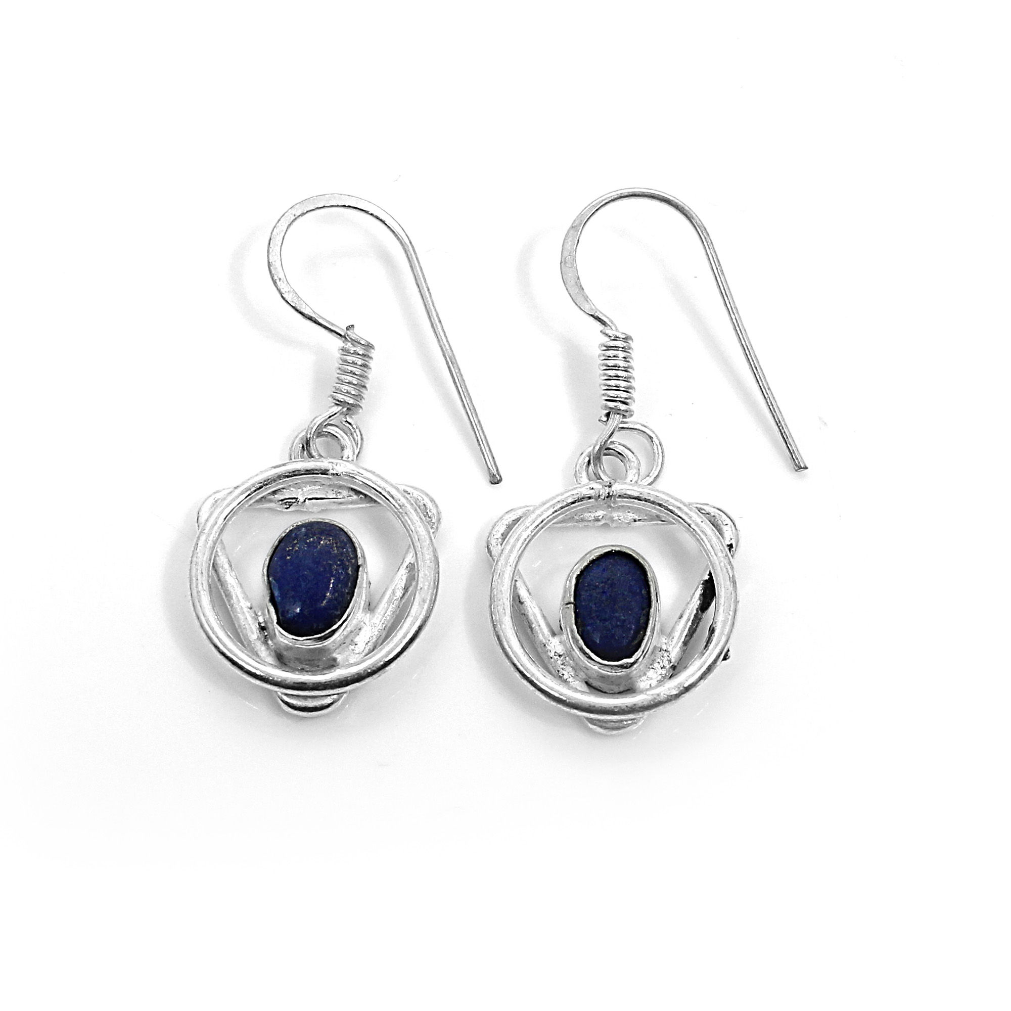 Natural Lapis Lazuli Designer Silver Dangle Earrings