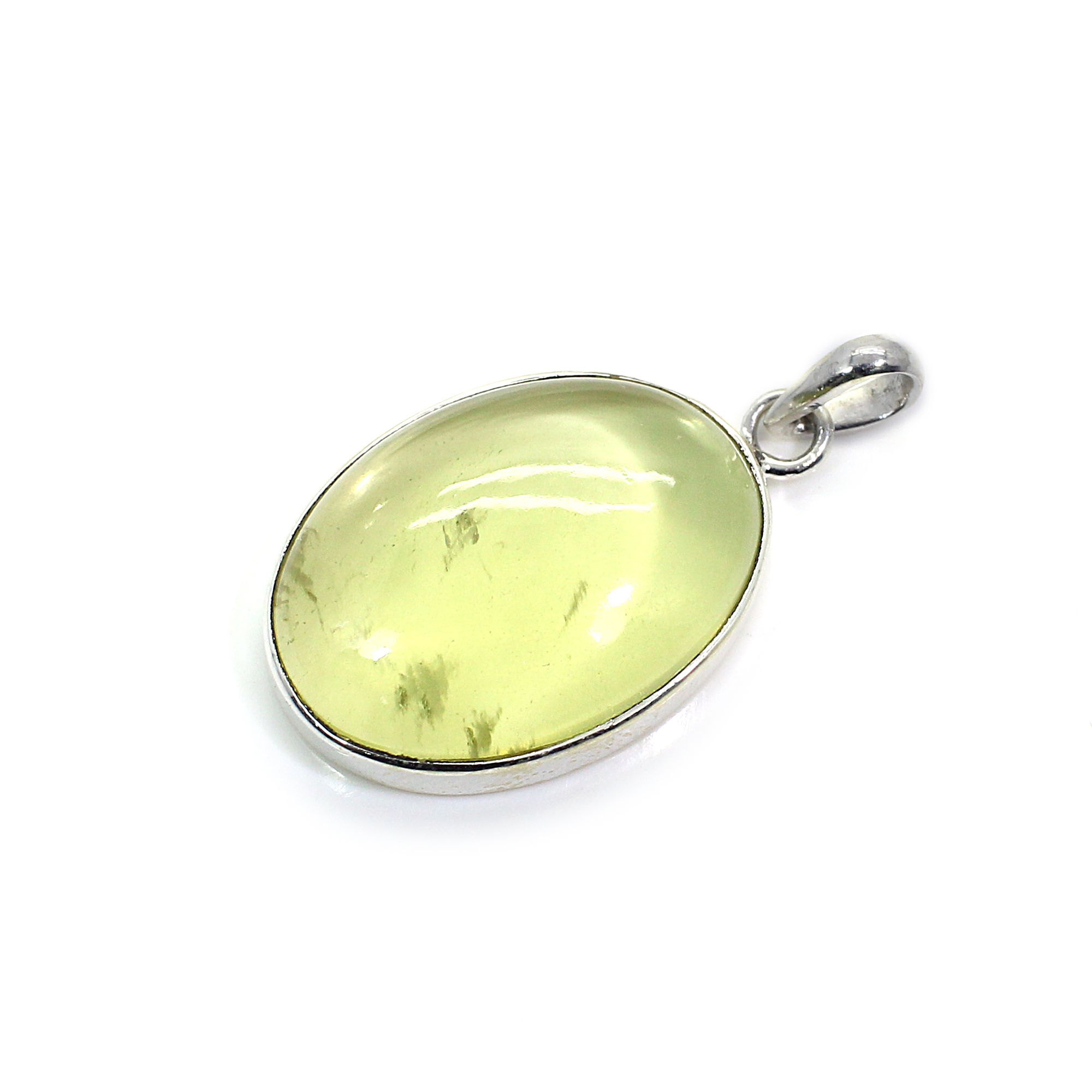 Natural Lemon Quartz Silver Pendant