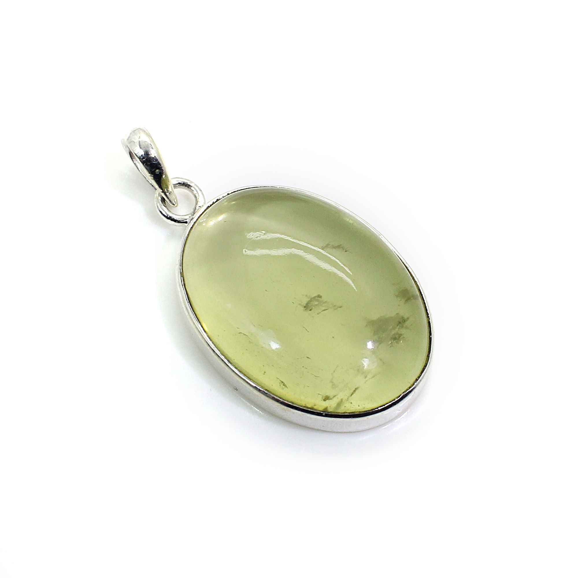 Natural Lemon Quartz Silver Pendant