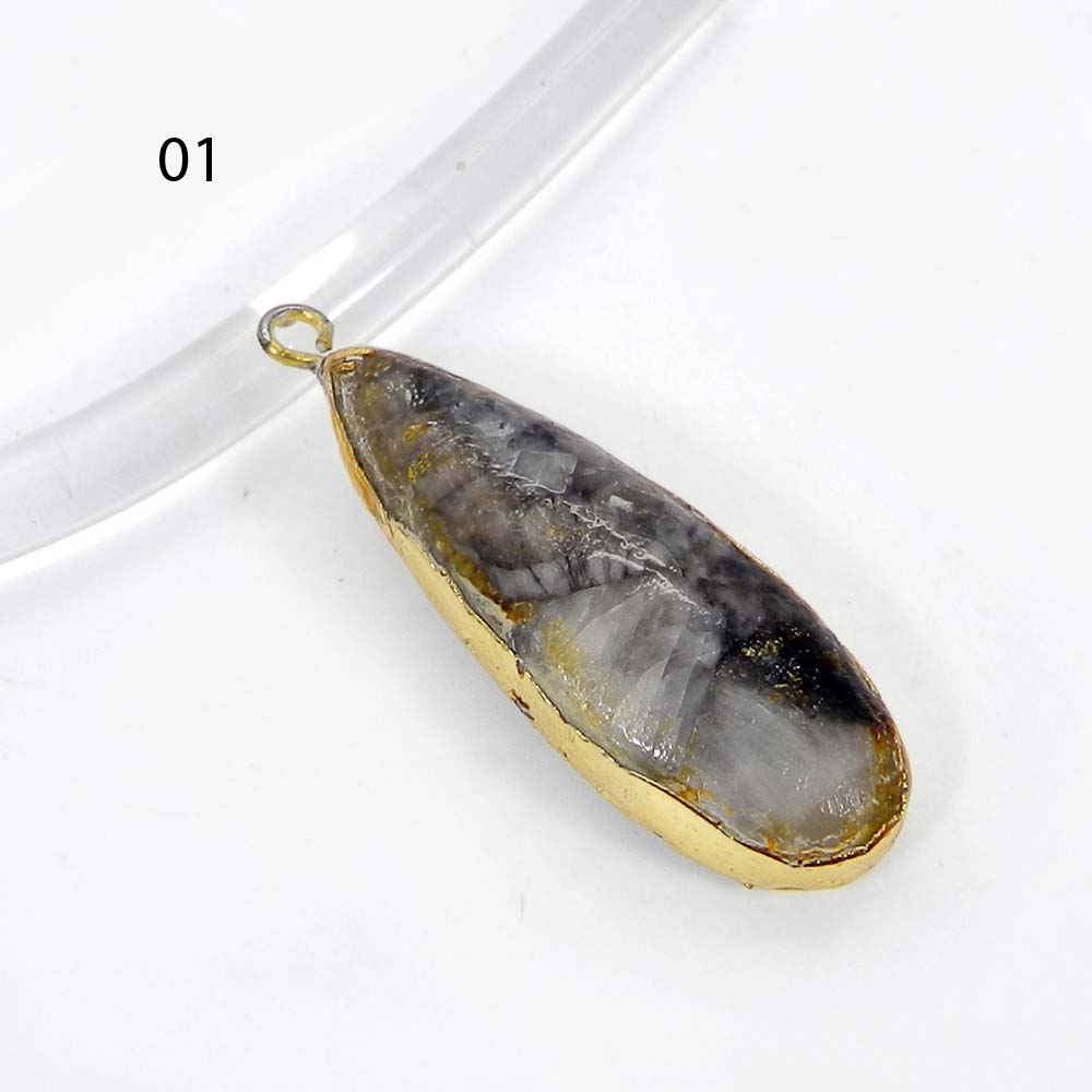 Natural Orthoceras Gold Electroplated Single Loop Connector