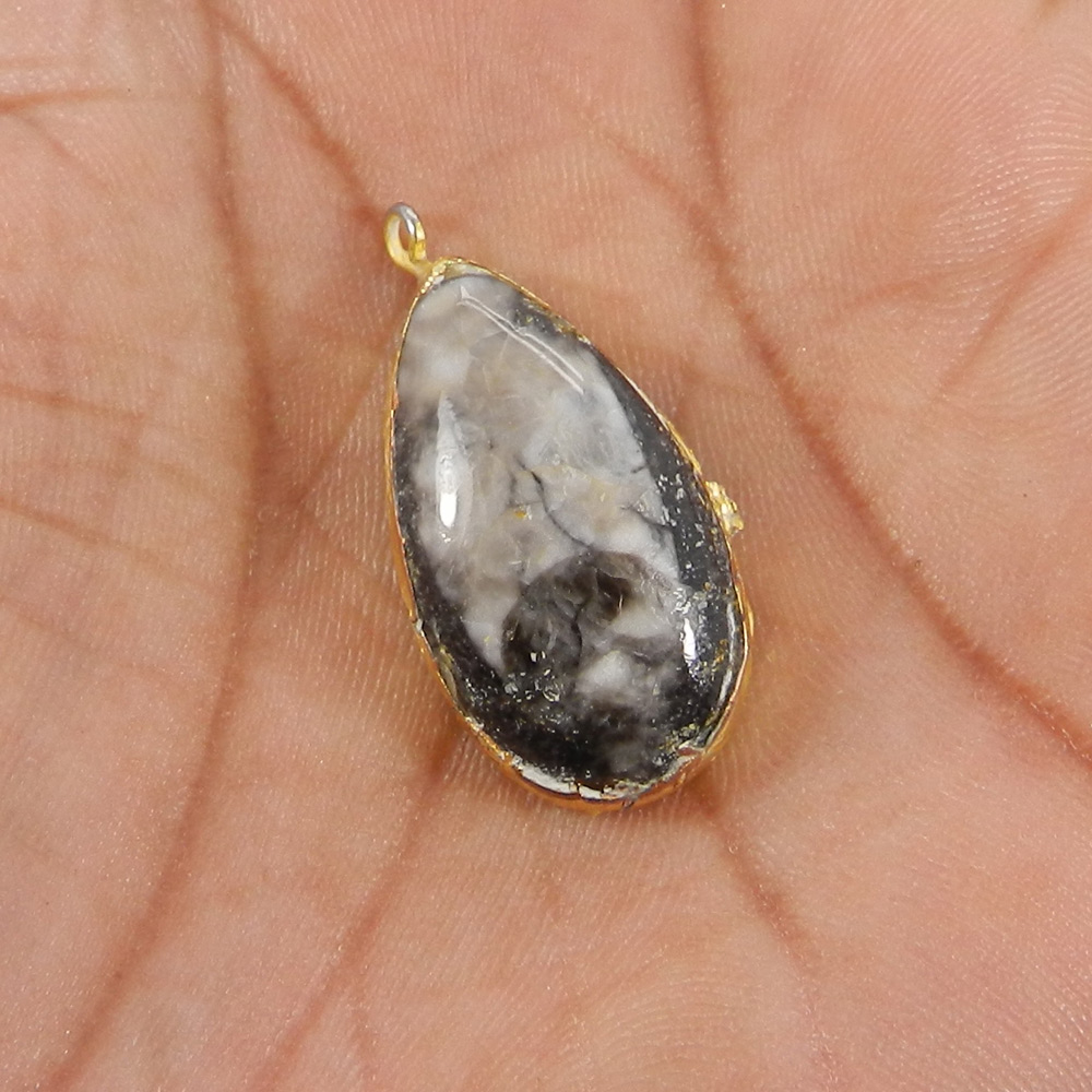 Natural Orthoceras Gold Electroplated Single Loop Connector