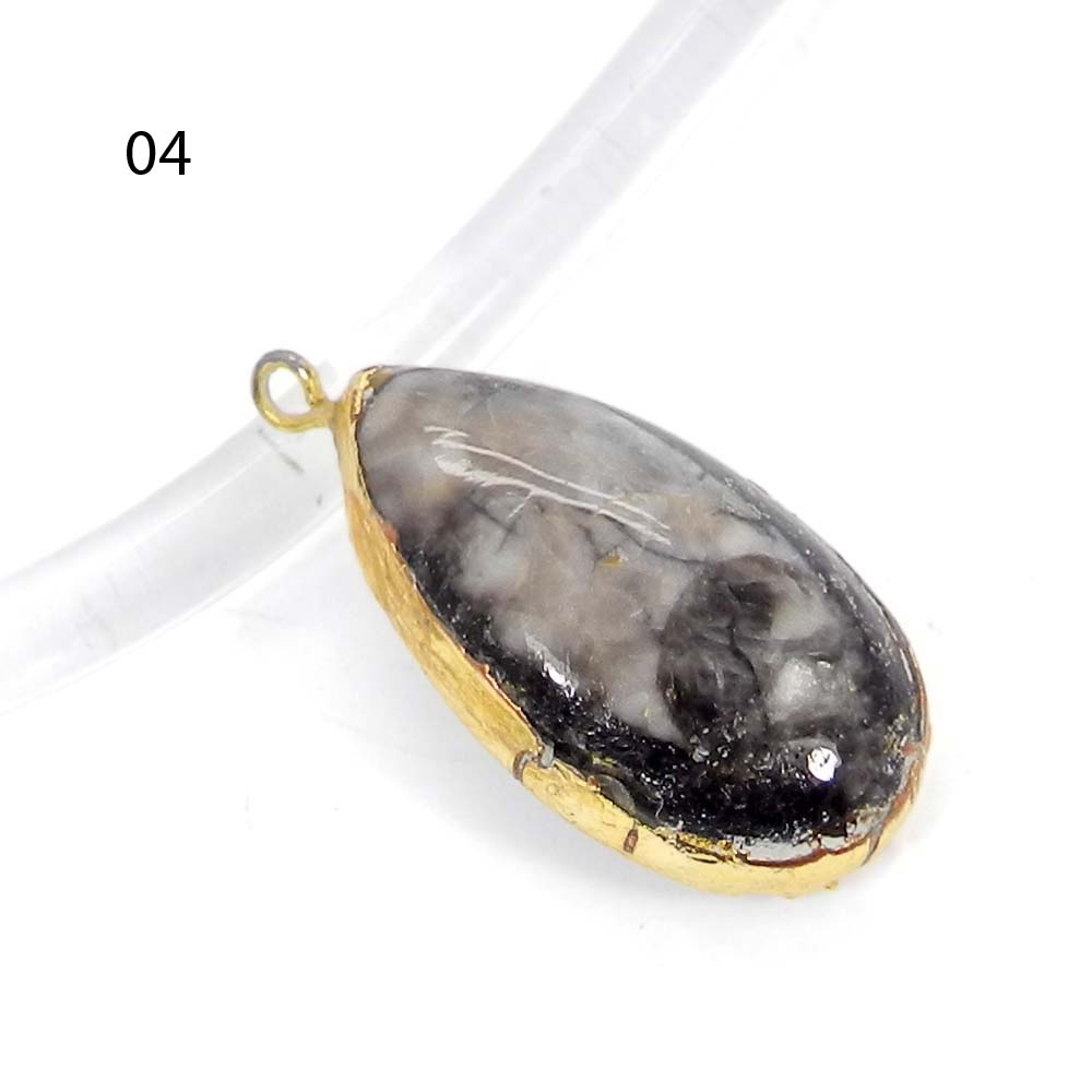 Natural Orthoceras Gold Electroplated Single Loop Connector