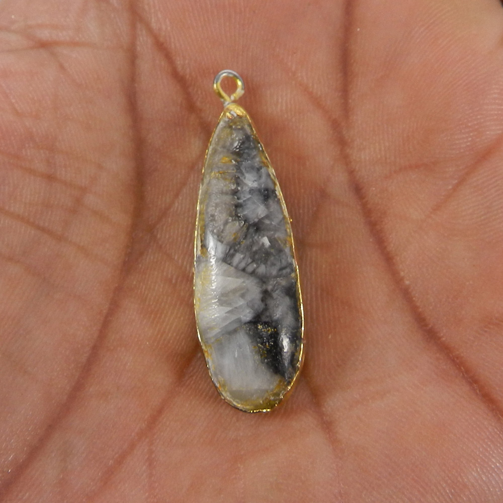 Natural Orthoceras Gold Electroplated Single Loop Connector