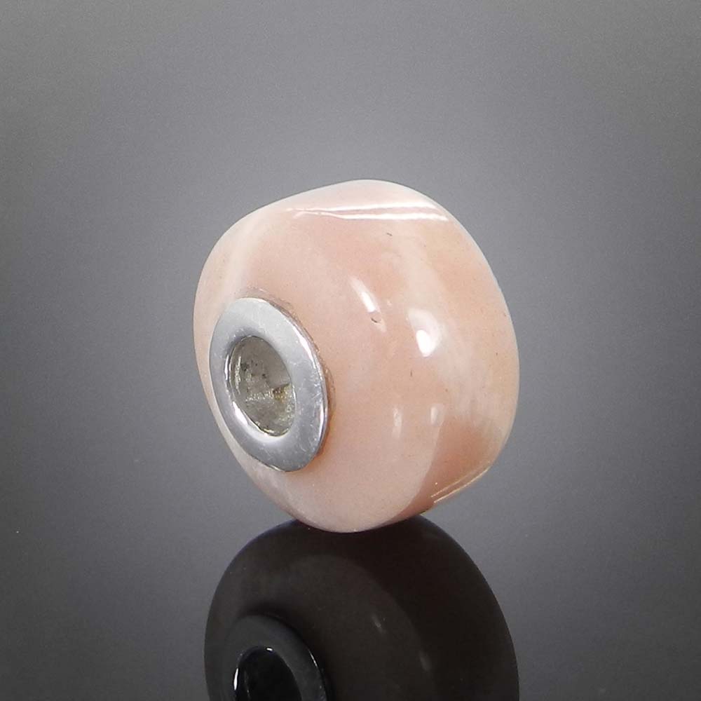Natural Pink Opal big hole gemstone silver core beads for Jewelry making
