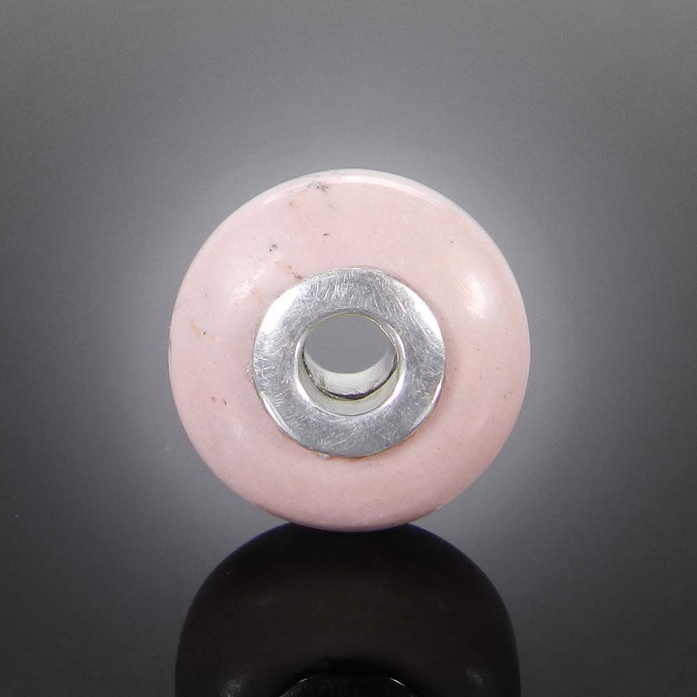 Natural Pink Opal big hole gemstone silver core beads for Jewelry making