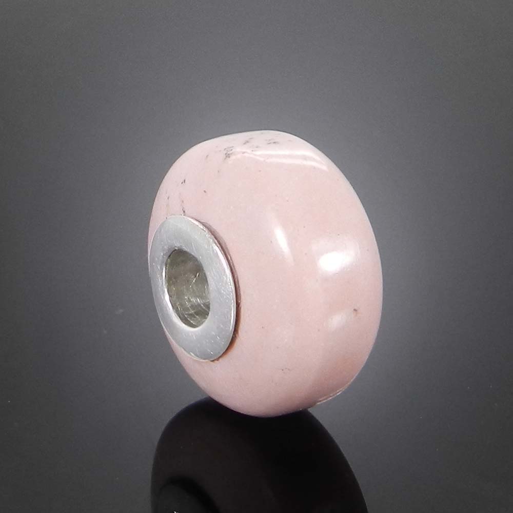 Natural Pink Opal big hole gemstone silver core beads for Jewelry making
