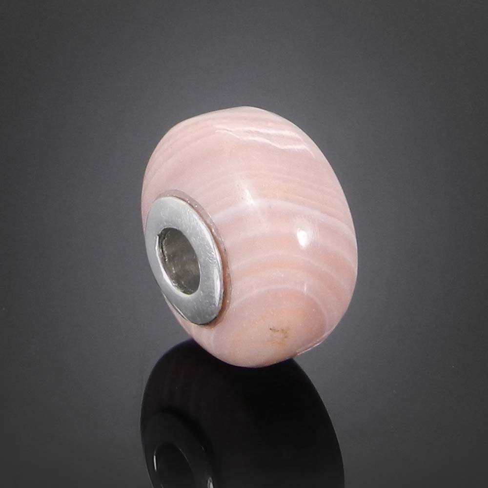 Natural Pink Opal big hole gemstone silver core beads for Jewelry making