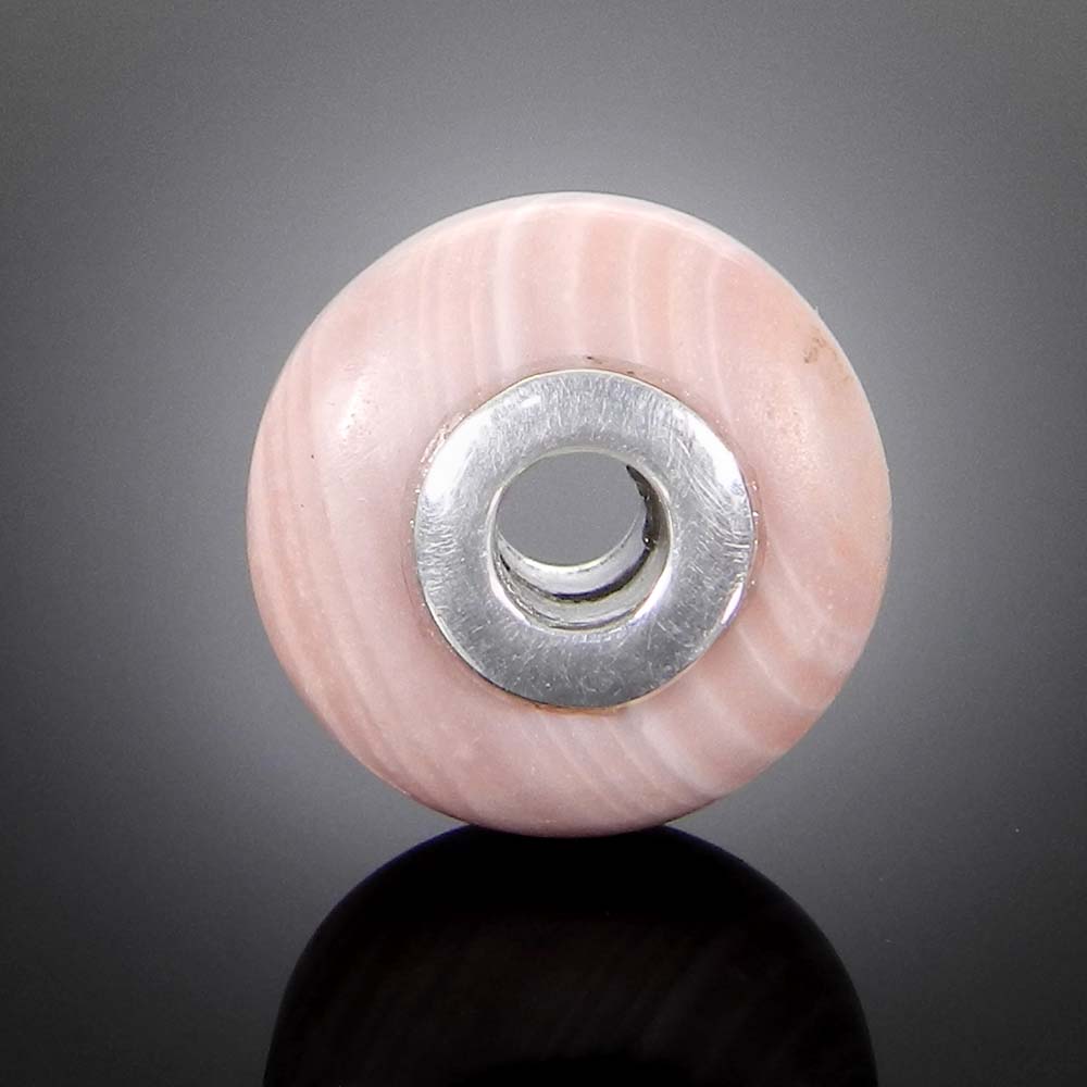 Natural Pink Opal big hole gemstone silver core beads for Jewelry making
