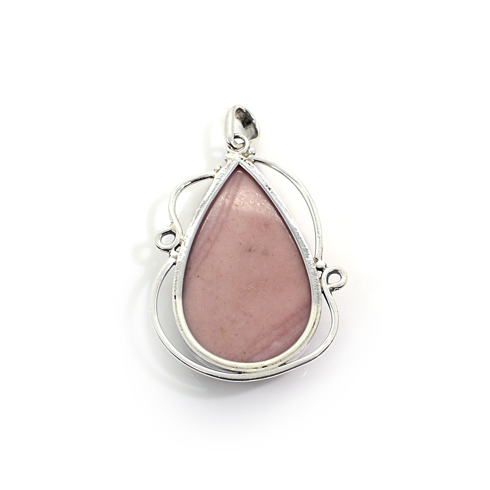 Natural Pink Opal Sterling Silver Filigree Designer Pendant