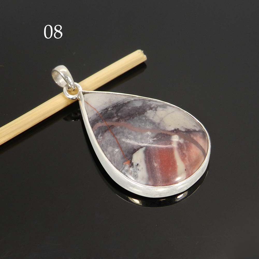 Natural Porcelain Jasper 925 Sterling Silver Designer Bezel Set Pendant