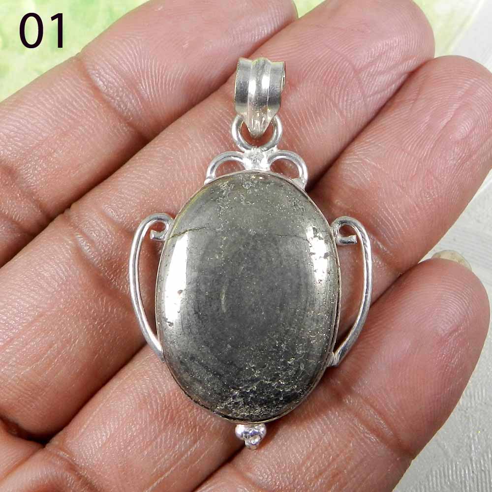 Natural Pyrite 925 Sterling Silver Designer Bezel Set Pendant