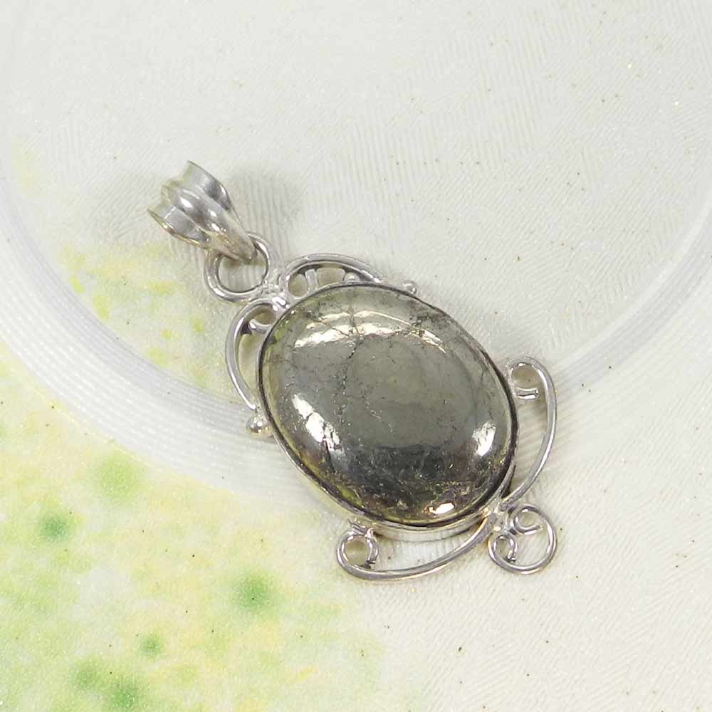 Natural Pyrite 925 Sterling Silver Designer Bezel Set Pendant
