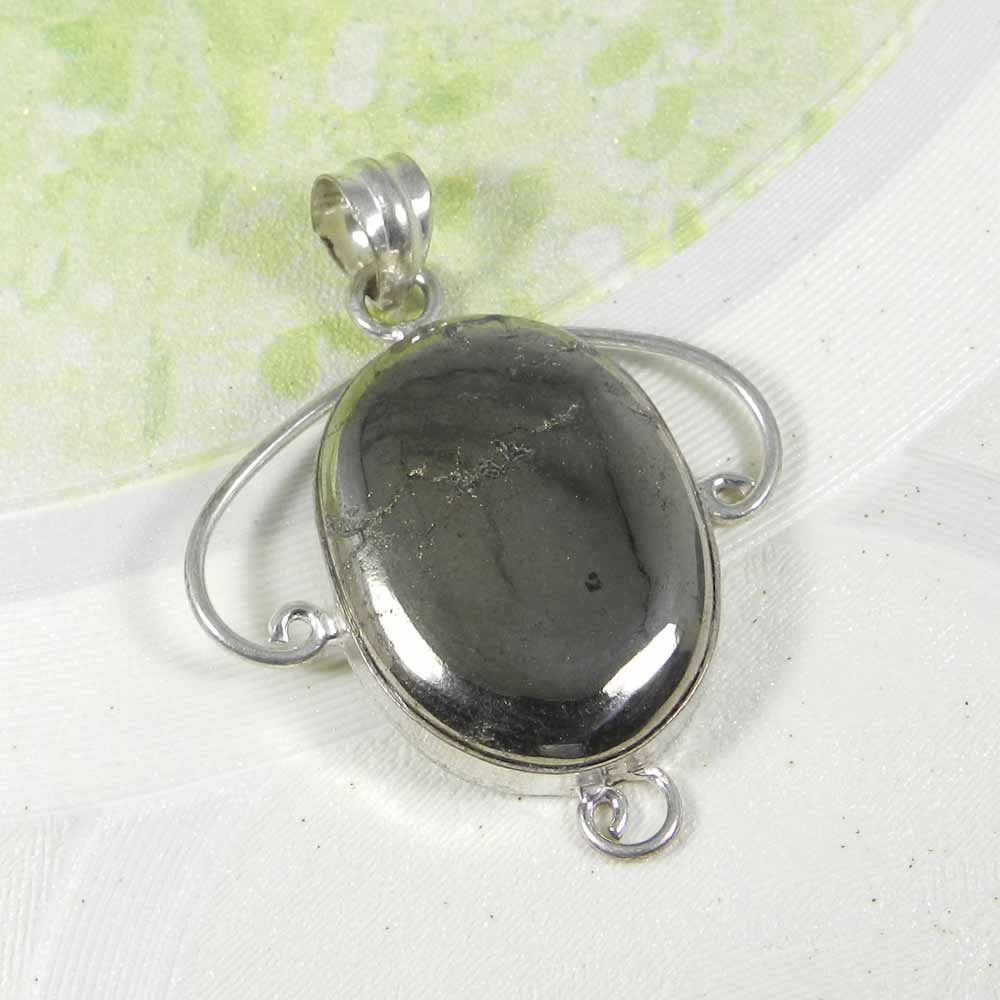 Natural Pyrite 925 Sterling Silver Designer Bezel Set Pendant