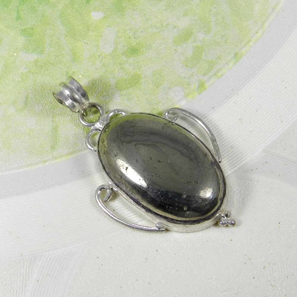Natural Pyrite 925 Sterling Silver Designer Bezel Set Pendant