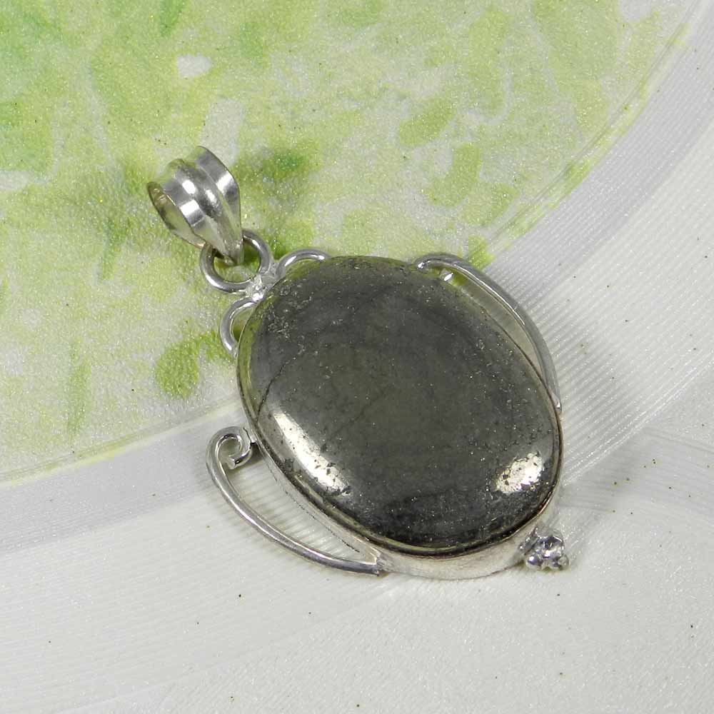 Natural Pyrite 925 Sterling Silver Designer Bezel Set Pendant