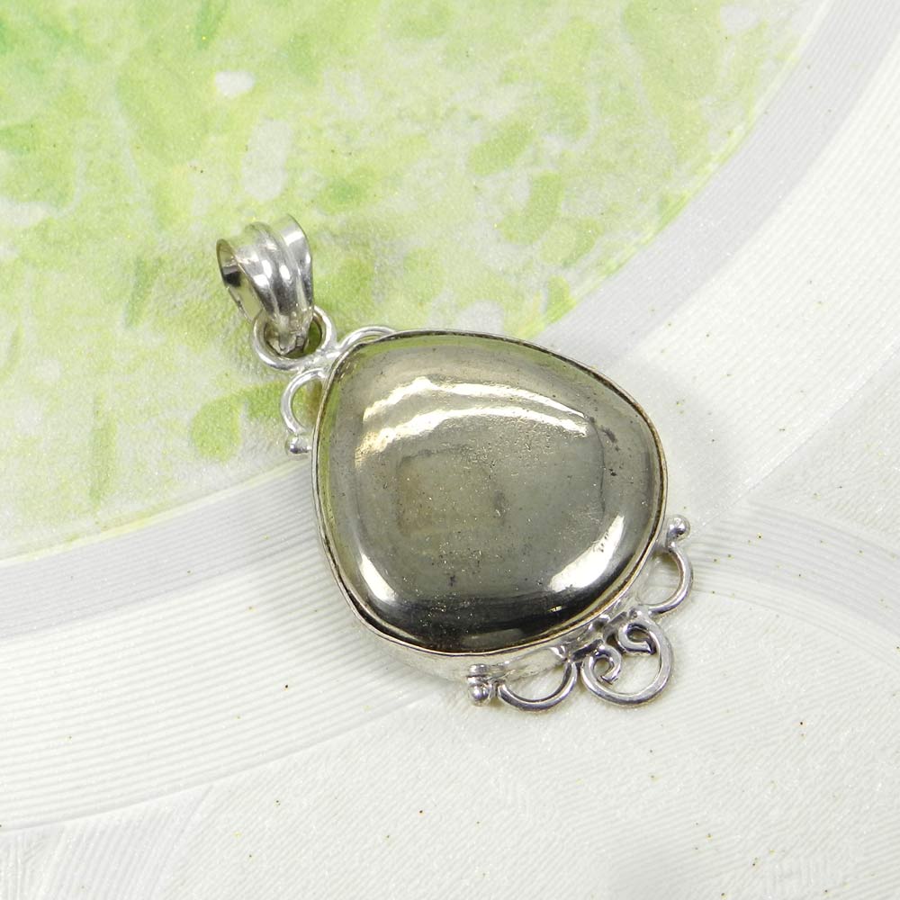 Natural Pyrite 925 Sterling Silver Designer Bezel Set Pendant