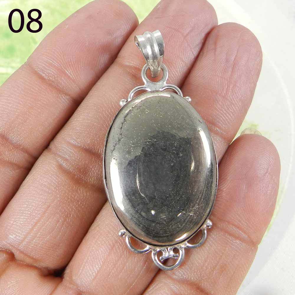 Natural Pyrite 925 Sterling Silver Designer Bezel Set Pendant