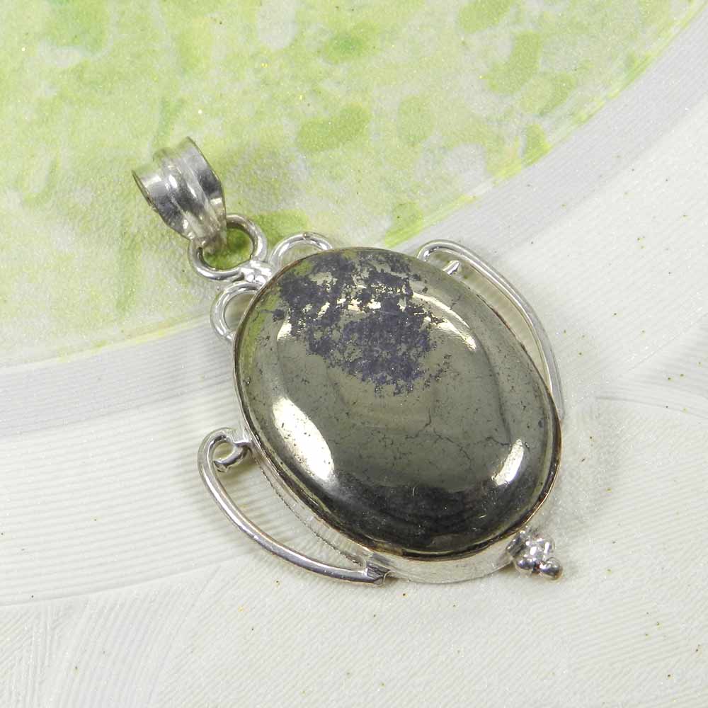Natural Pyrite 925 Sterling Silver Designer Bezel Set Pendant