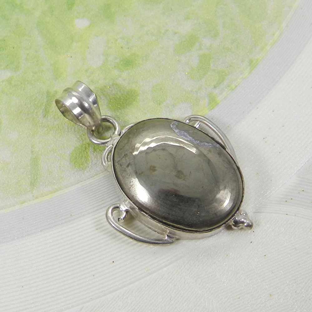 Natural Pyrite 925 Sterling Silver Designer Bezel Set Pendant