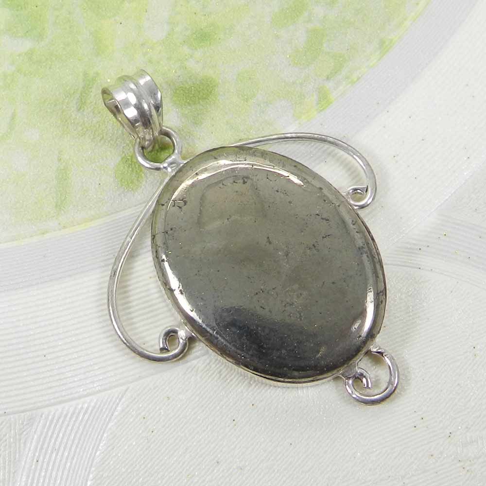 Natural Pyrite 925 Sterling Silver Designer Bezel Set Pendant