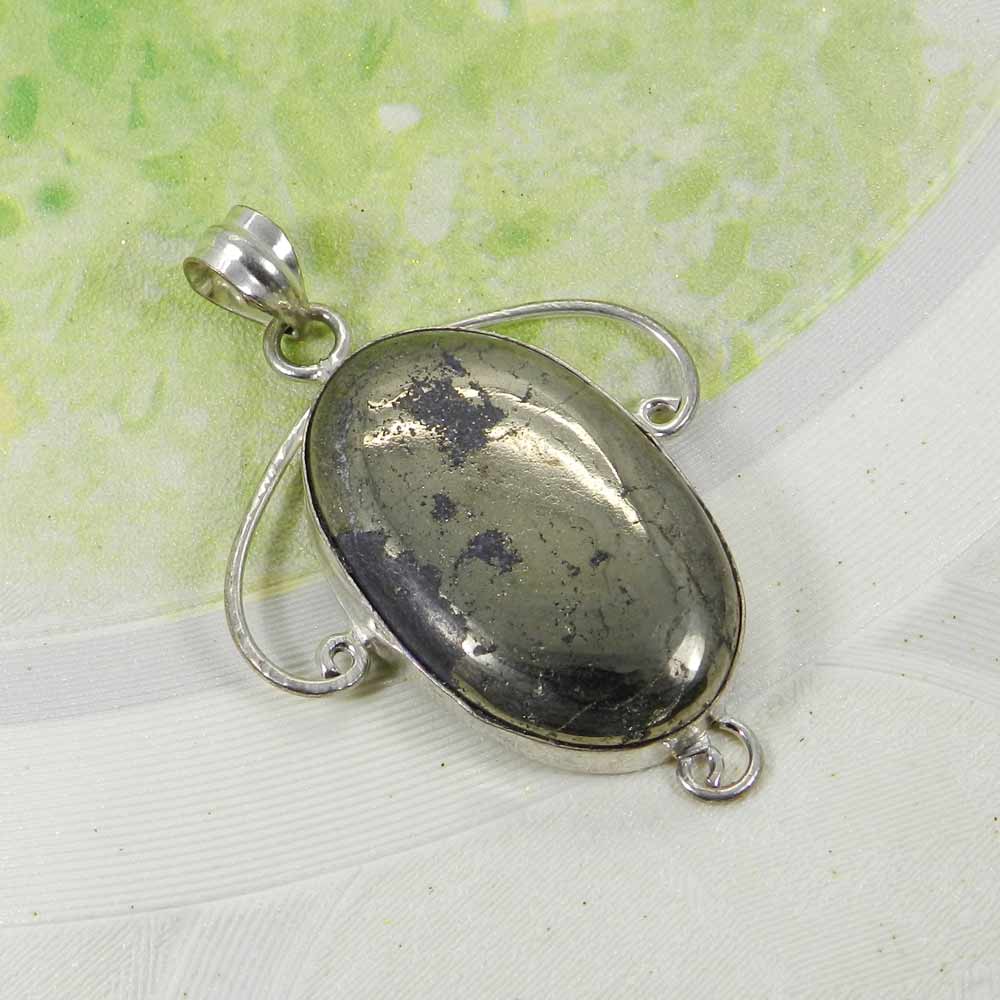 Natural Pyrite 925 Sterling Silver Designer Bezel Set Pendant