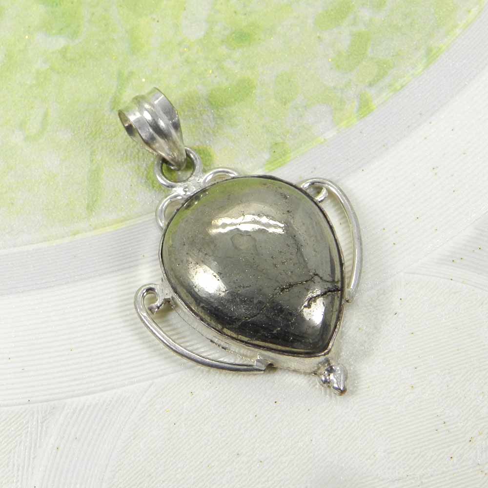 Natural Pyrite 925 Sterling Silver Designer Bezel Set Pendant