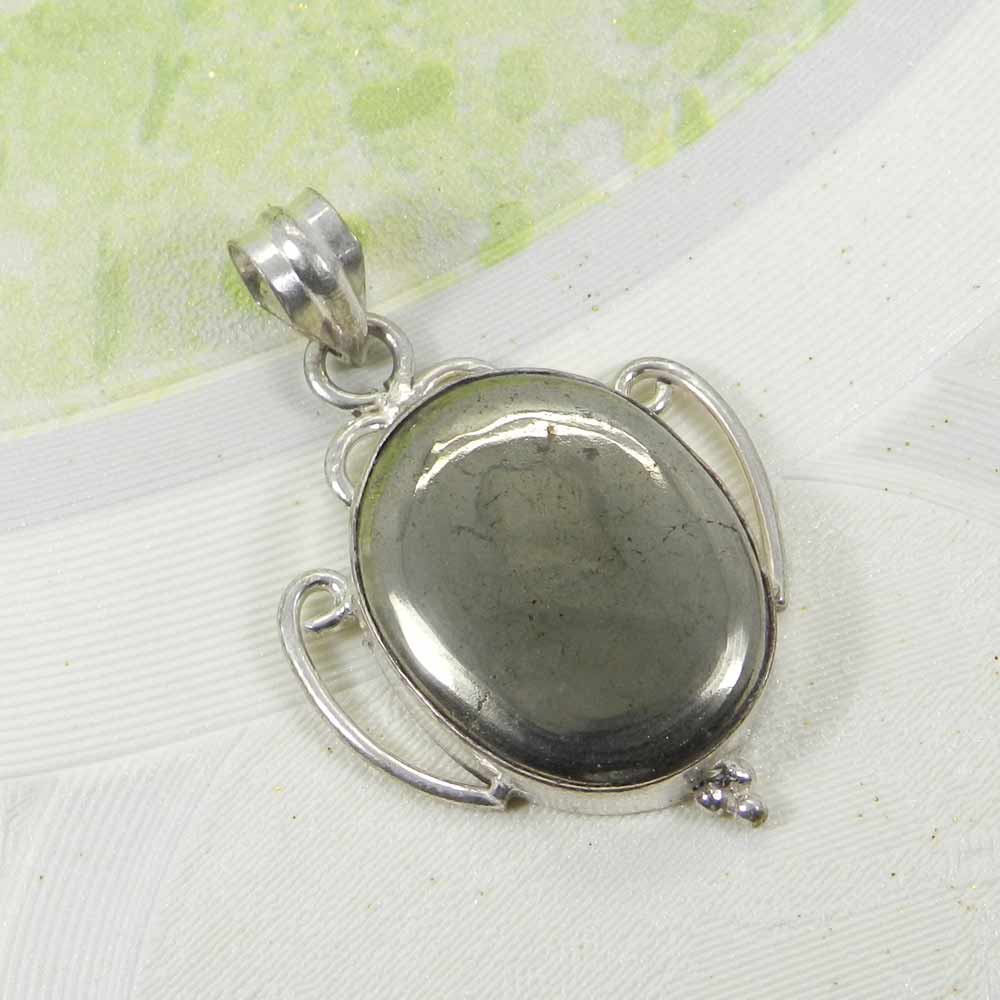 Natural Pyrite 925 Sterling Silver Designer Bezel Set Pendant