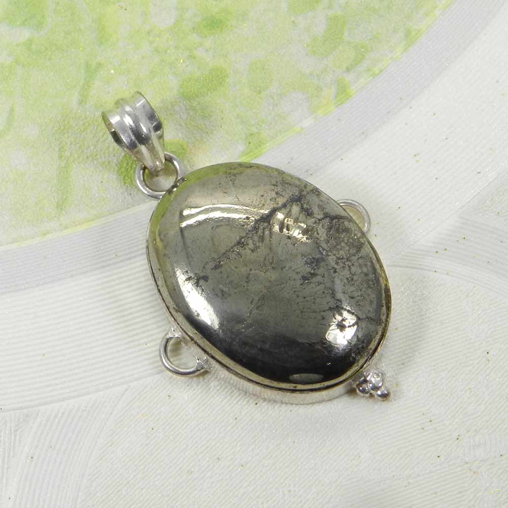 Natural Pyrite 925 Sterling Silver Designer Bezel Set Pendant