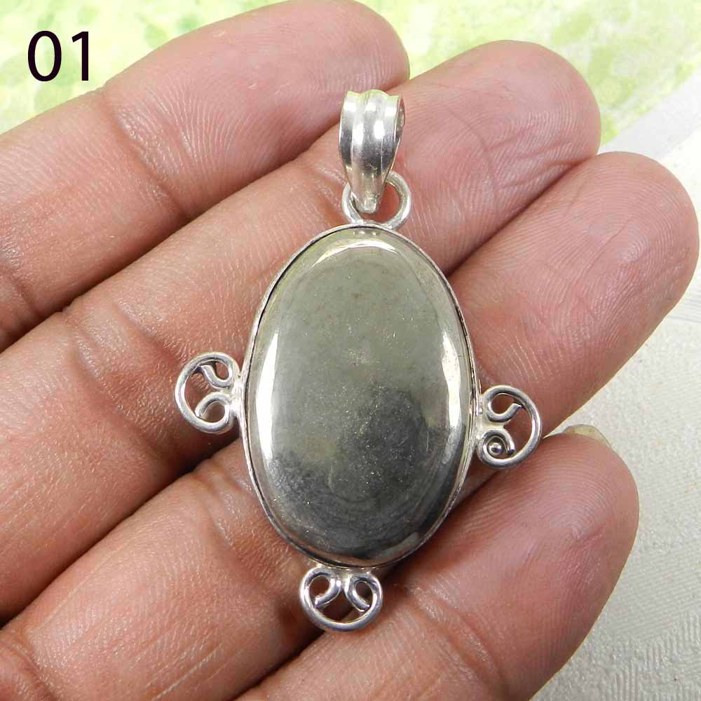 Natural Pyrite 925 Sterling Silver Designer Bezel Set Pendant