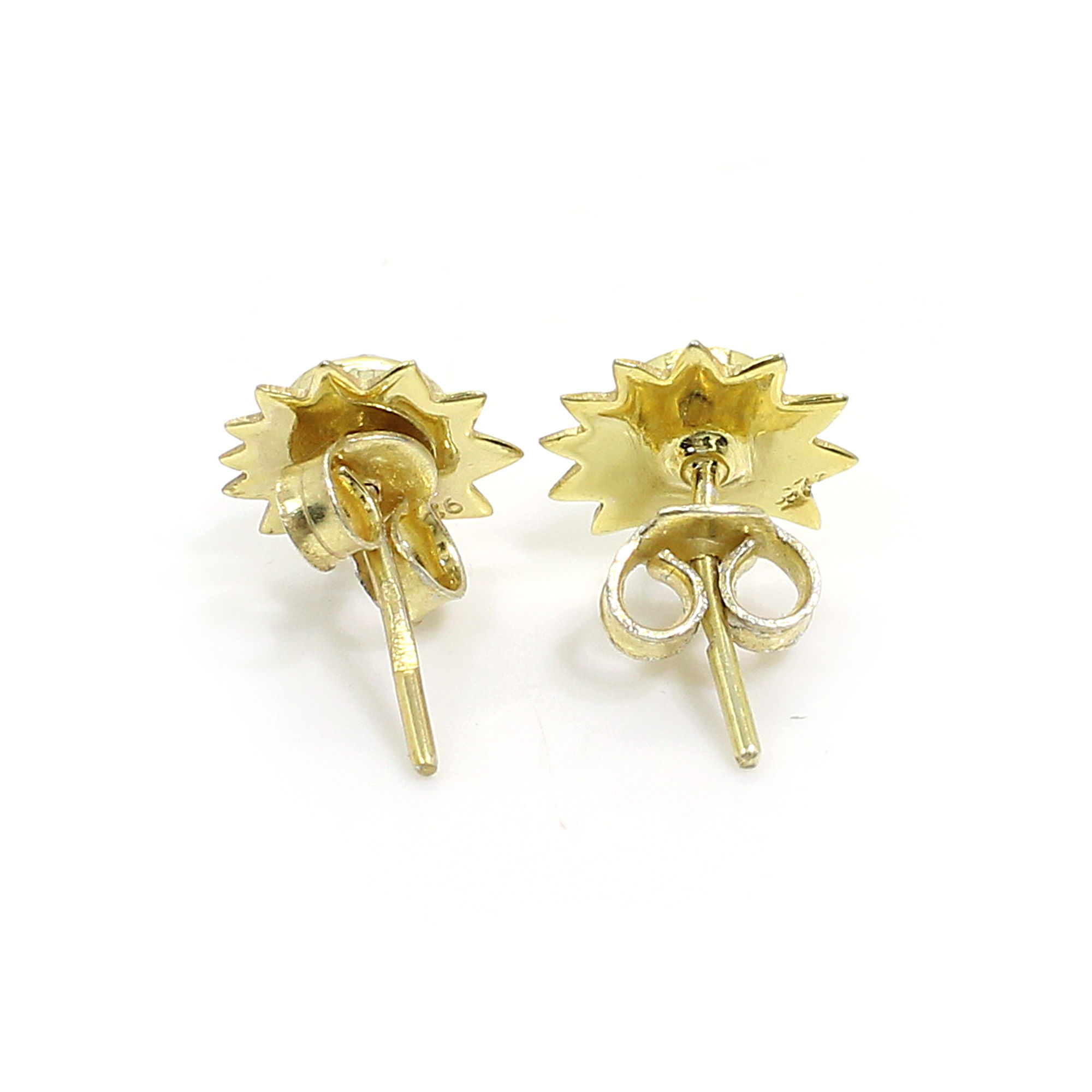 Natural Rainbow Moonstone Sterling Silver Gold Plated Stud Earrings
