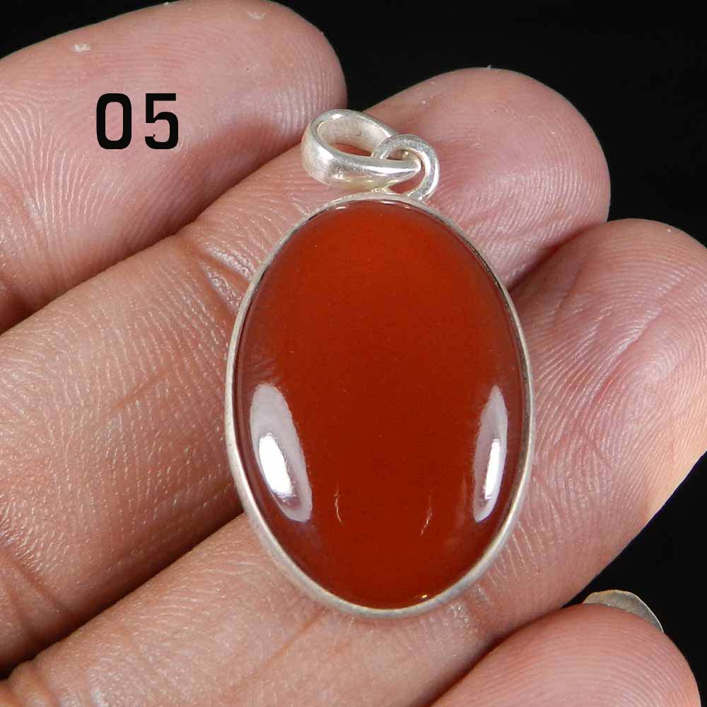 Natural Red Onyx 925 Sterling Silver Designer Bezel Set Pendant
