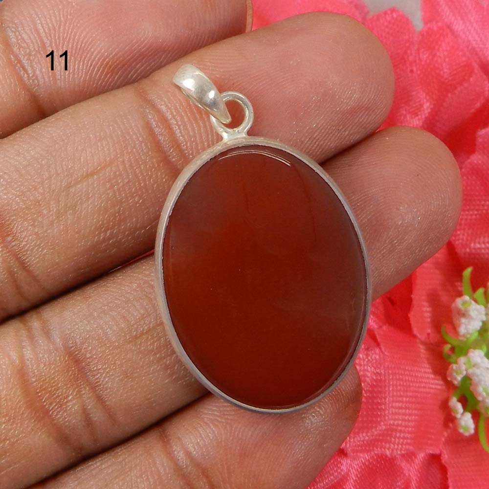 Natural Red Onyx 925 Sterling Silver Designer Bezel Set Pendant