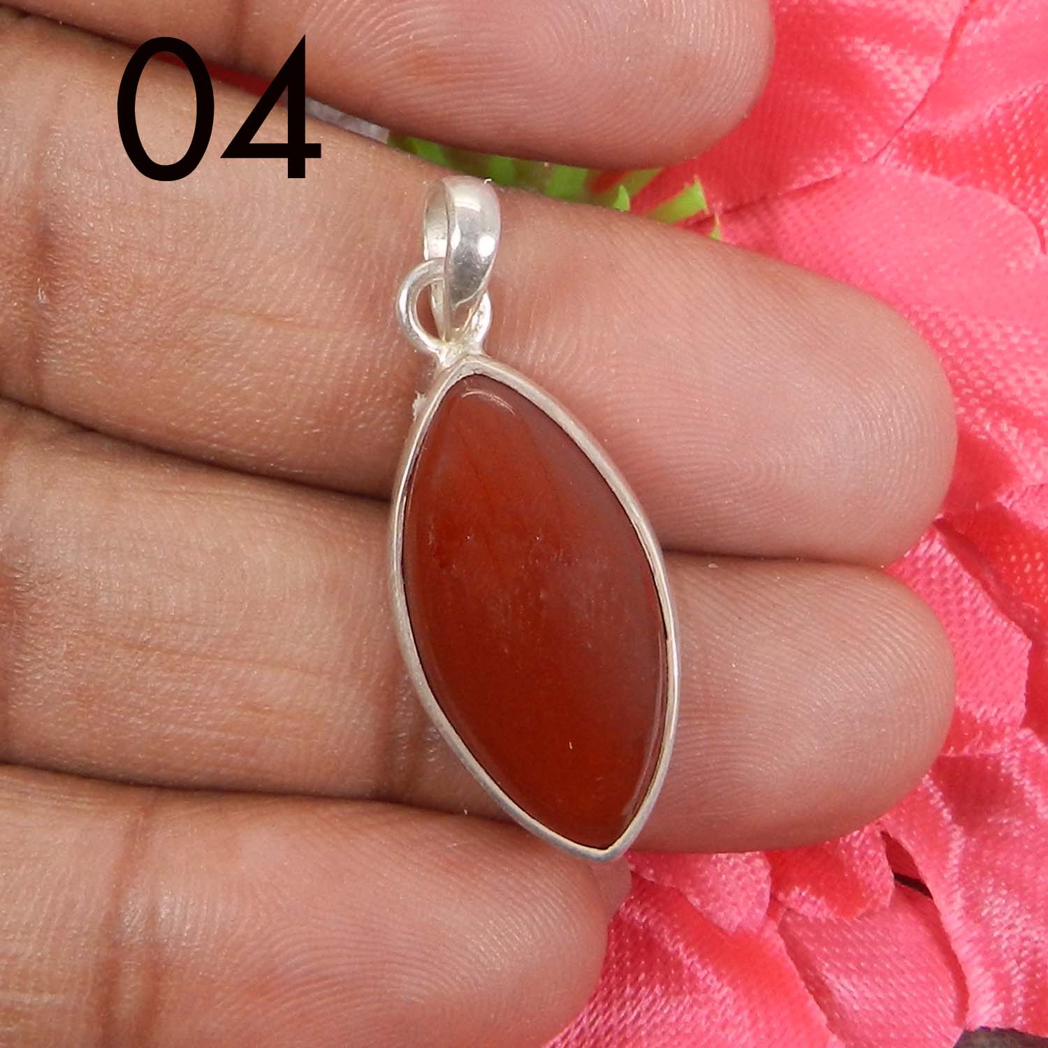 Natural Red Onyx 925 Sterling Silver Designer Bezel Set Pendant