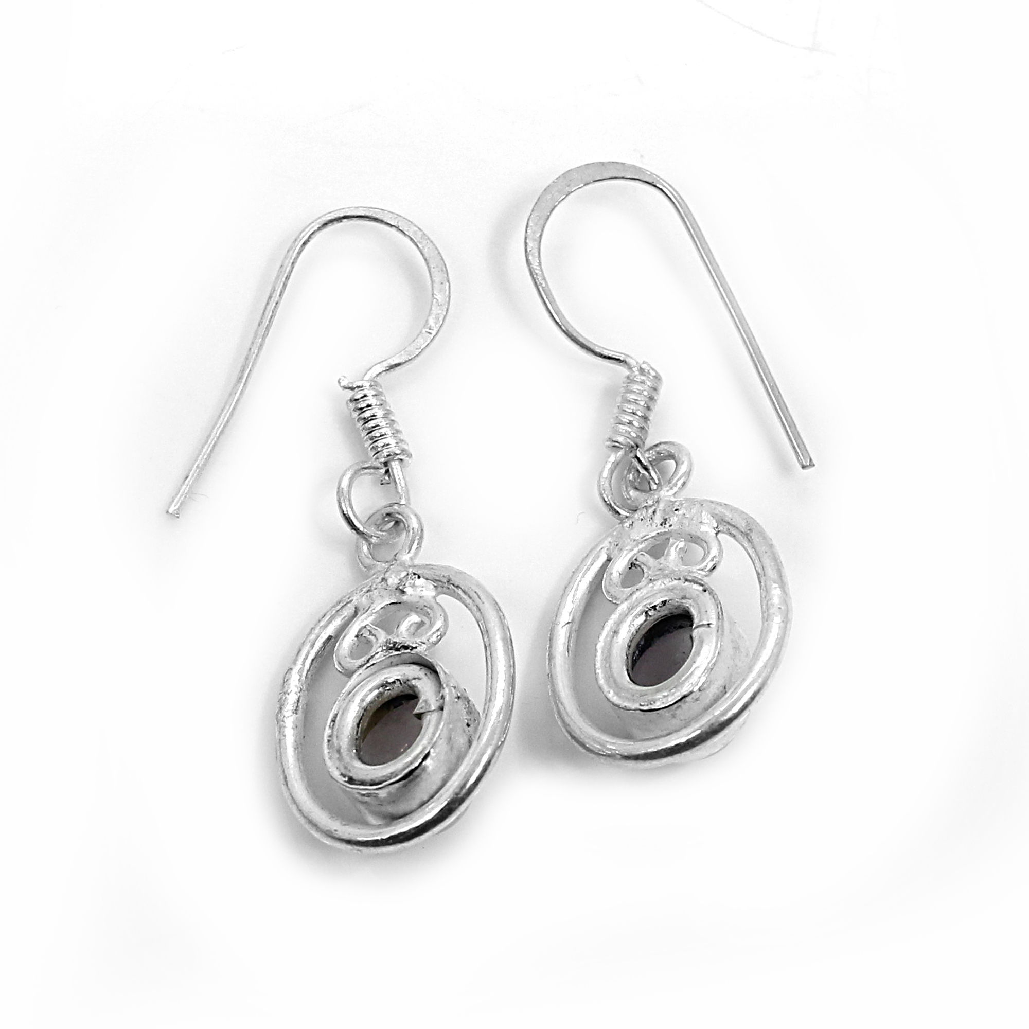Natural Rose Quartz Silver Dangle Earrings