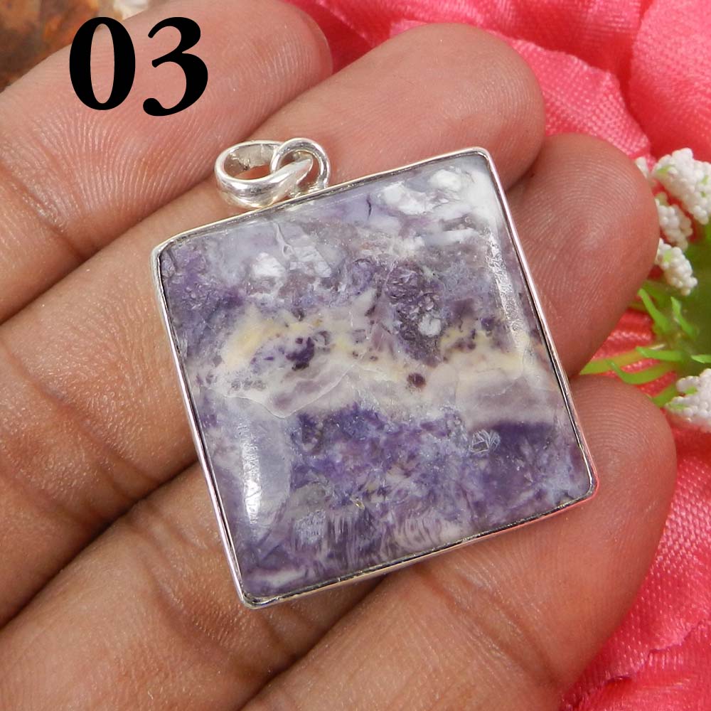 Natural Tiffany Jasper 925 Sterling Silver Designer Bezel Set Pendant