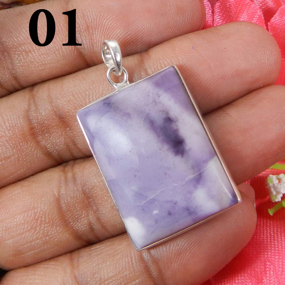 Natural Tiffany Jasper 925 Sterling Silver Designer Bezel Set Pendant