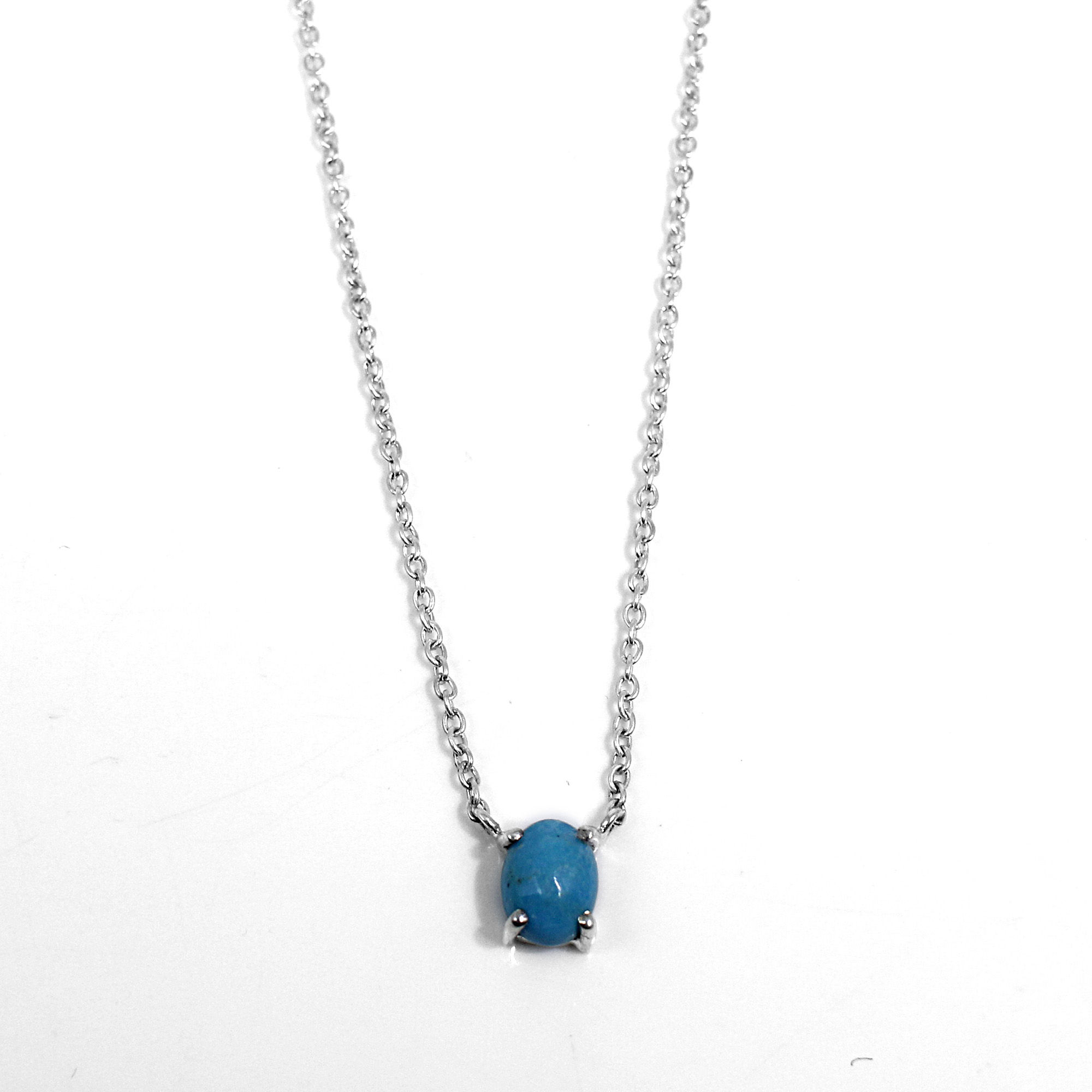 Natural Turquoise Silver Chain Necklace