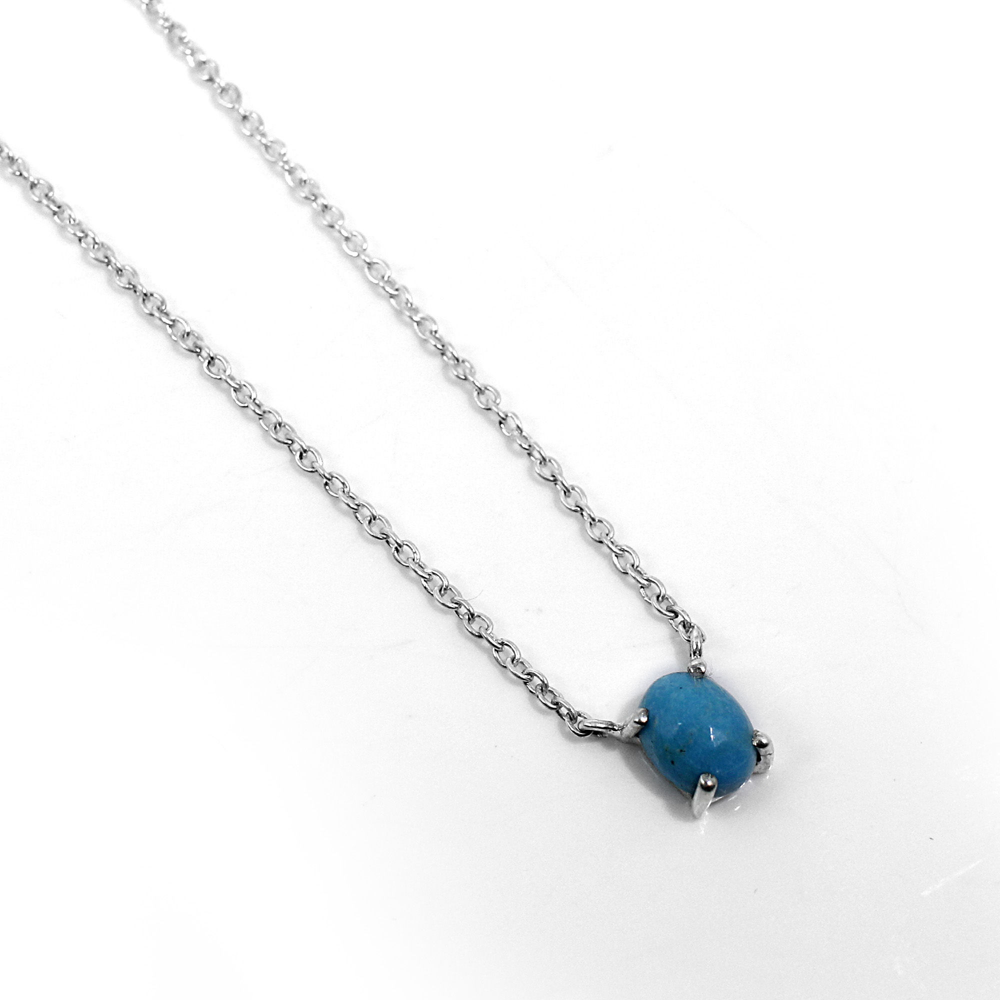 Natural Turquoise Silver Chain Necklace