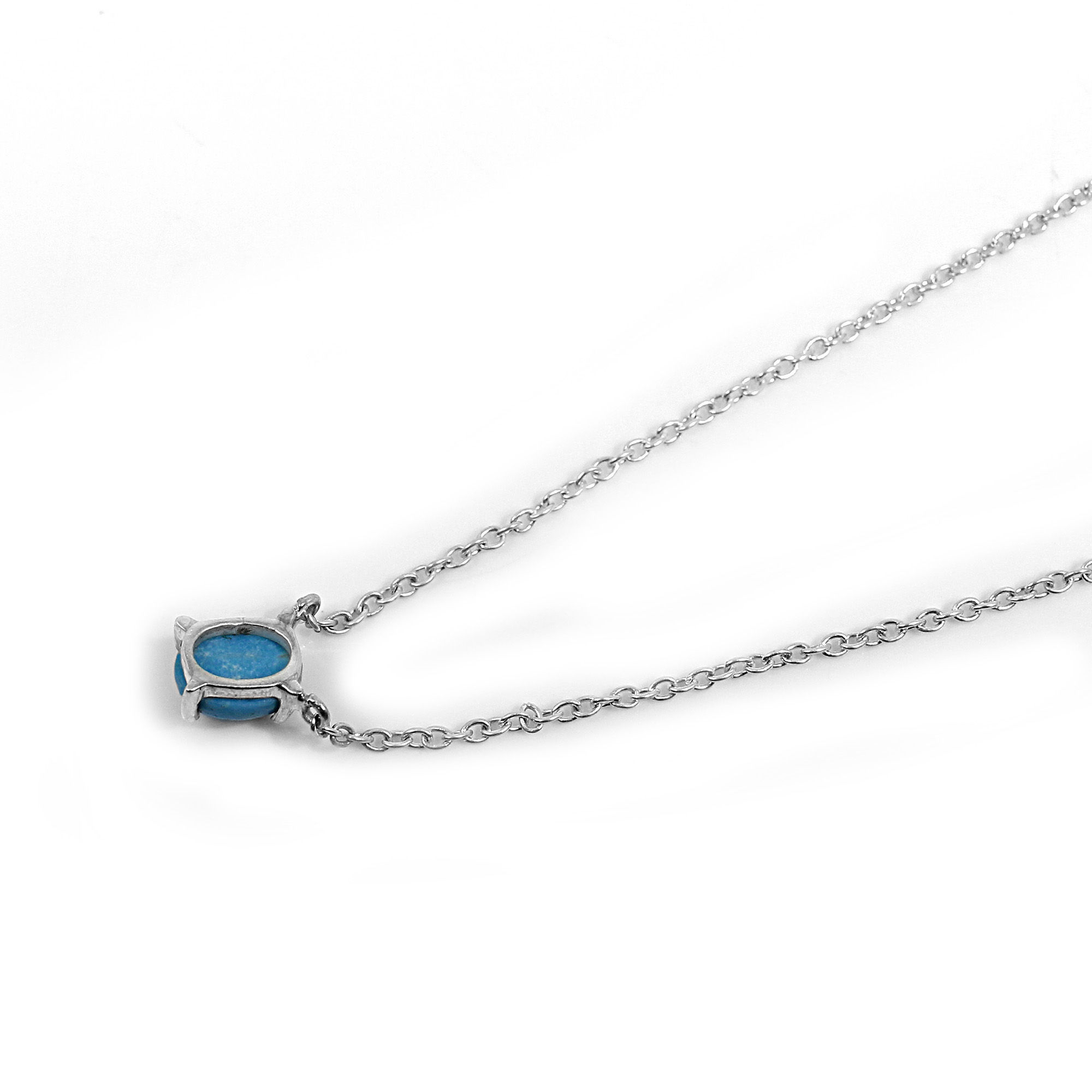 Natural Turquoise Silver Chain Necklace