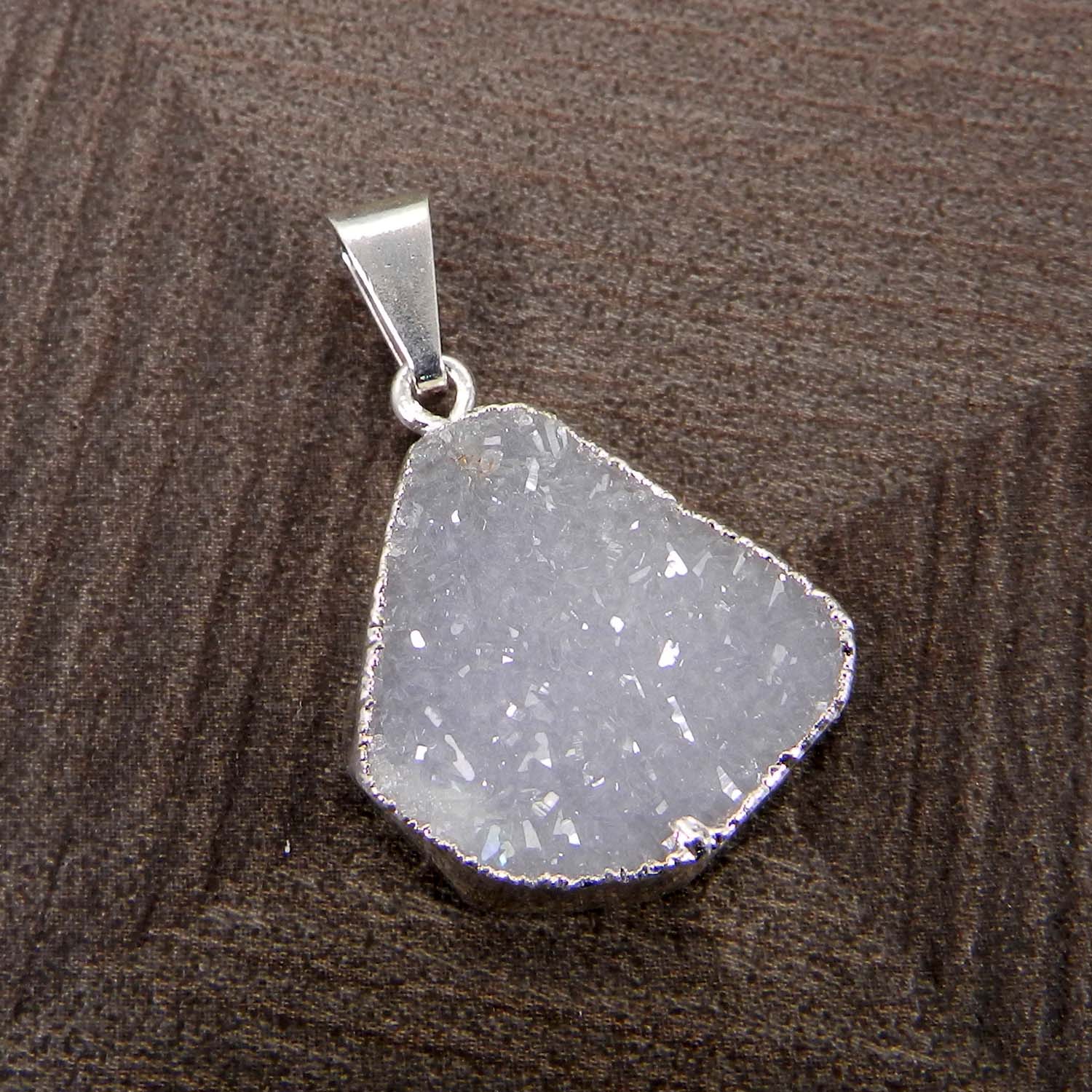 Natural White Druzy Silver Electroplated Designer Pendant