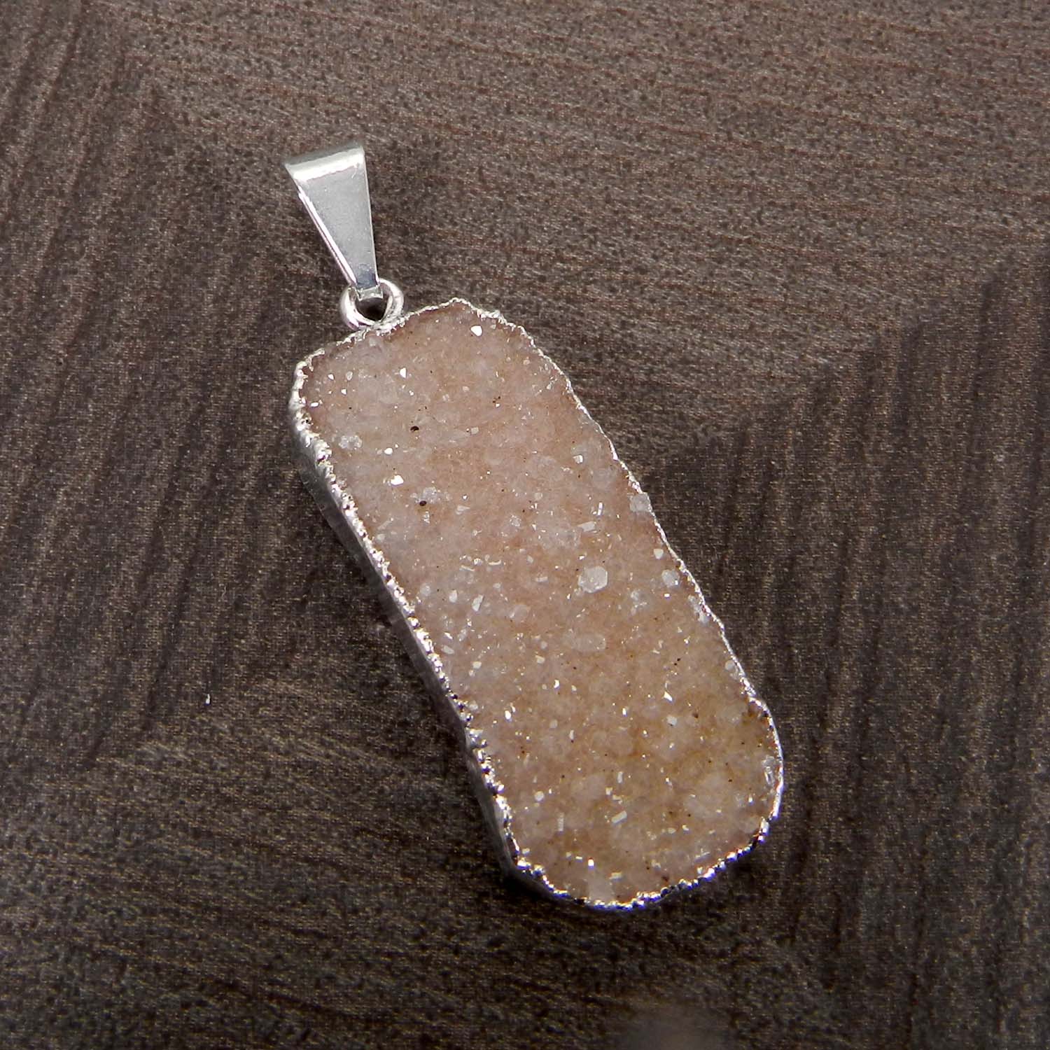 Natural White Druzy Silver Electroplated Designer Pendant