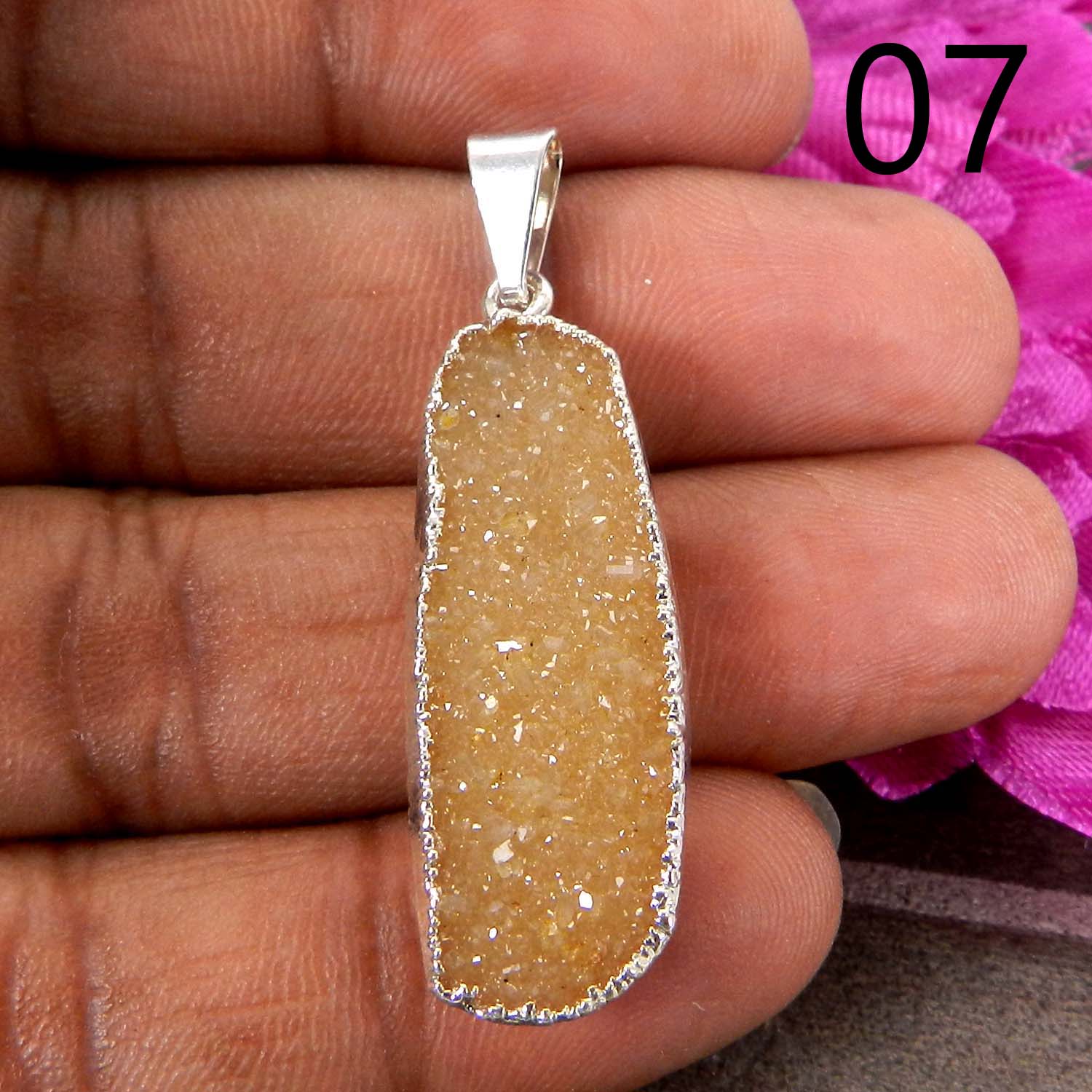 Natural White Druzy Silver Electroplated Designer Pendant