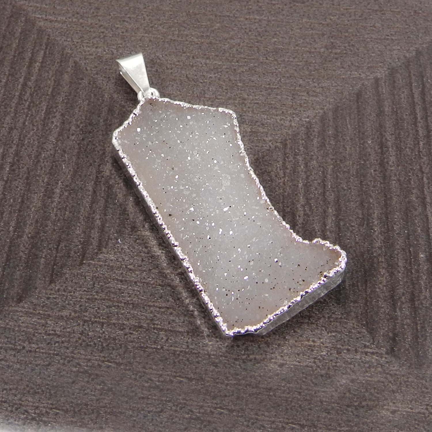 Natural White Druzy Silver Electroplated Designer Pendant