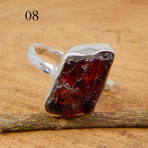 New Designer Collection Natural Rough Garnet Gemstone Ring Solid 925 Sterling Silver Ring Charm Statement Ring