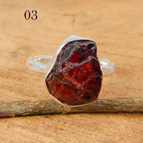 New Designer Collection Natural Rough Garnet Gemstone Ring Solid 925 Sterling Silver Ring Charm Statement Ring